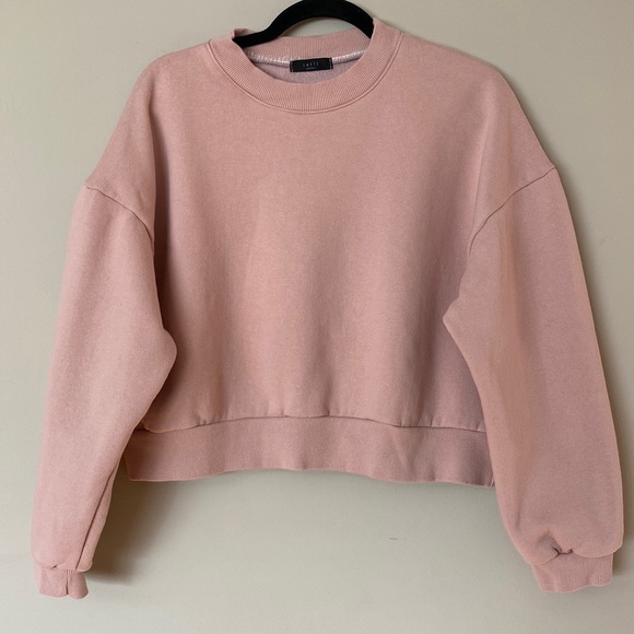 Oversized Crewneck Cropped Pullover Sweater | Pink - Picture 1 of 4